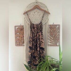 Wild Fable Black and Tan Printed Women's Sundress Midi Dress XS